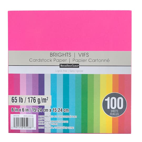 12 Packs: 100 ct. (1200 total) Brights 6" x 6" Cardstock Paper by Recollections™, 100 Sheets